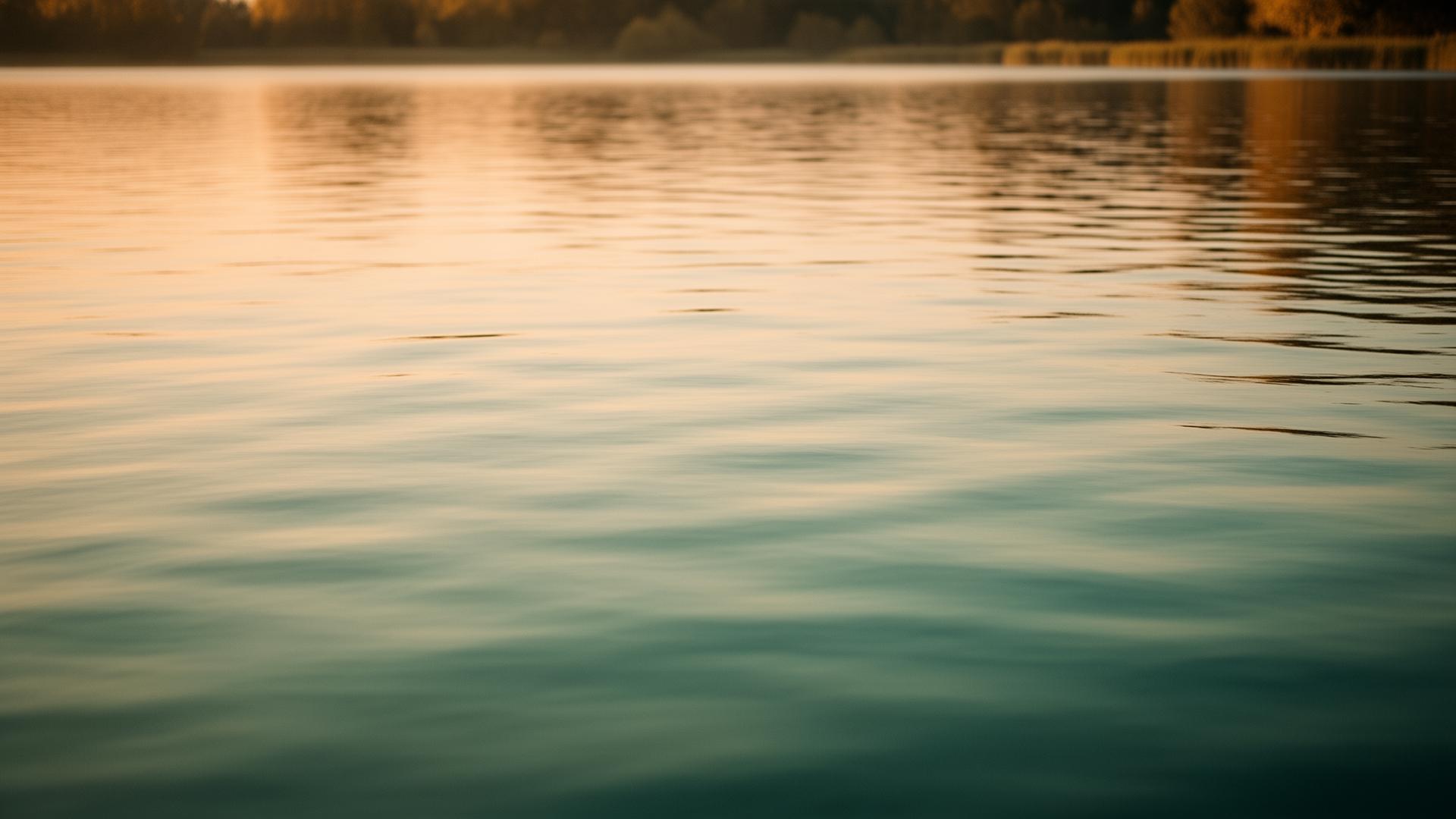 Calm rippling water at golden hour